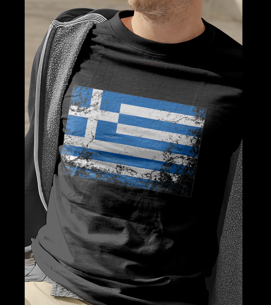 Distressed Vintage Greek National Flag T-Shirt