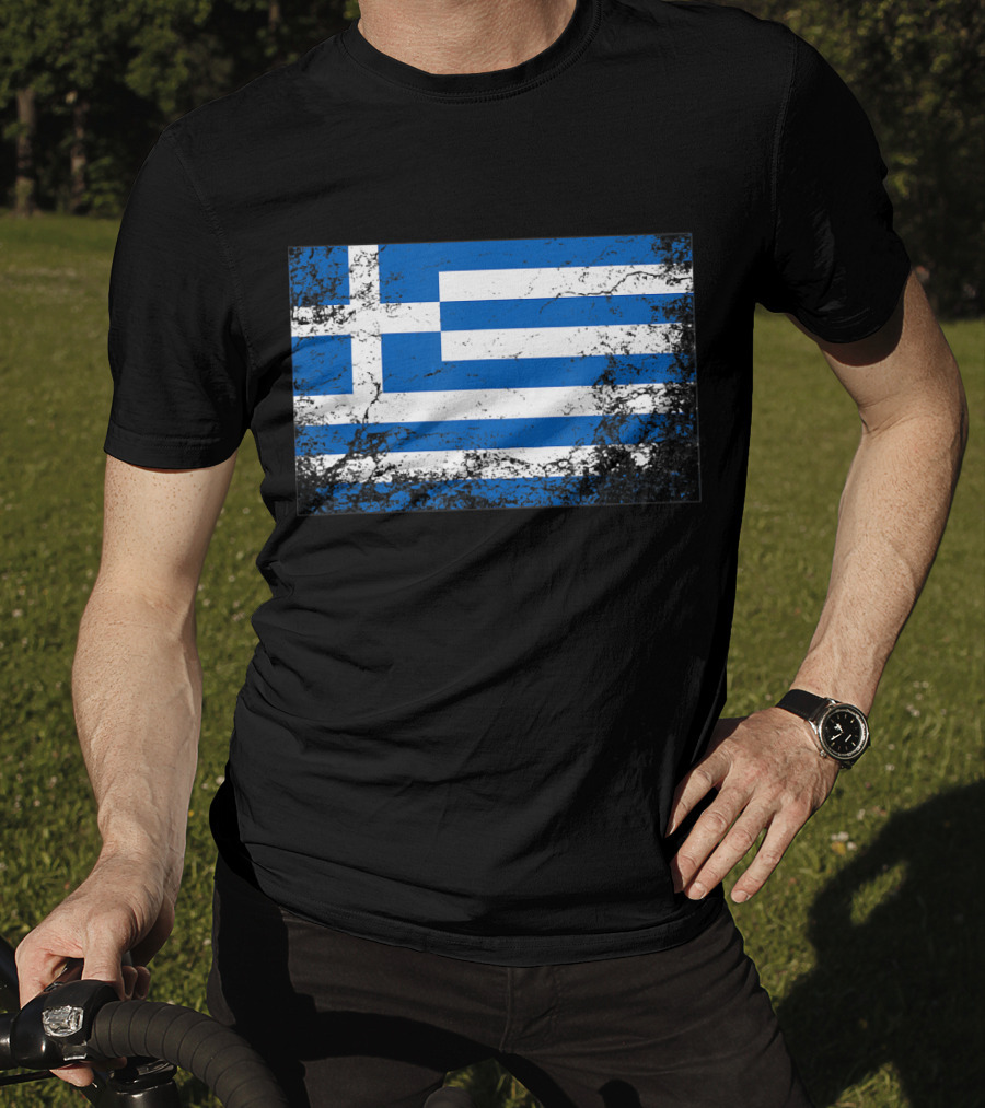 Distressed Vintage Greek National Flag T-Shirt
