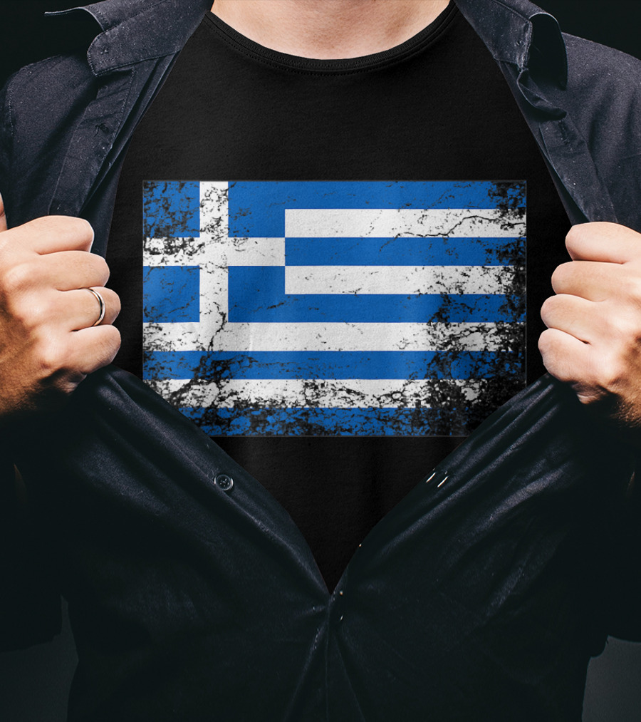 Distressed Vintage Greek National Flag T-Shirt