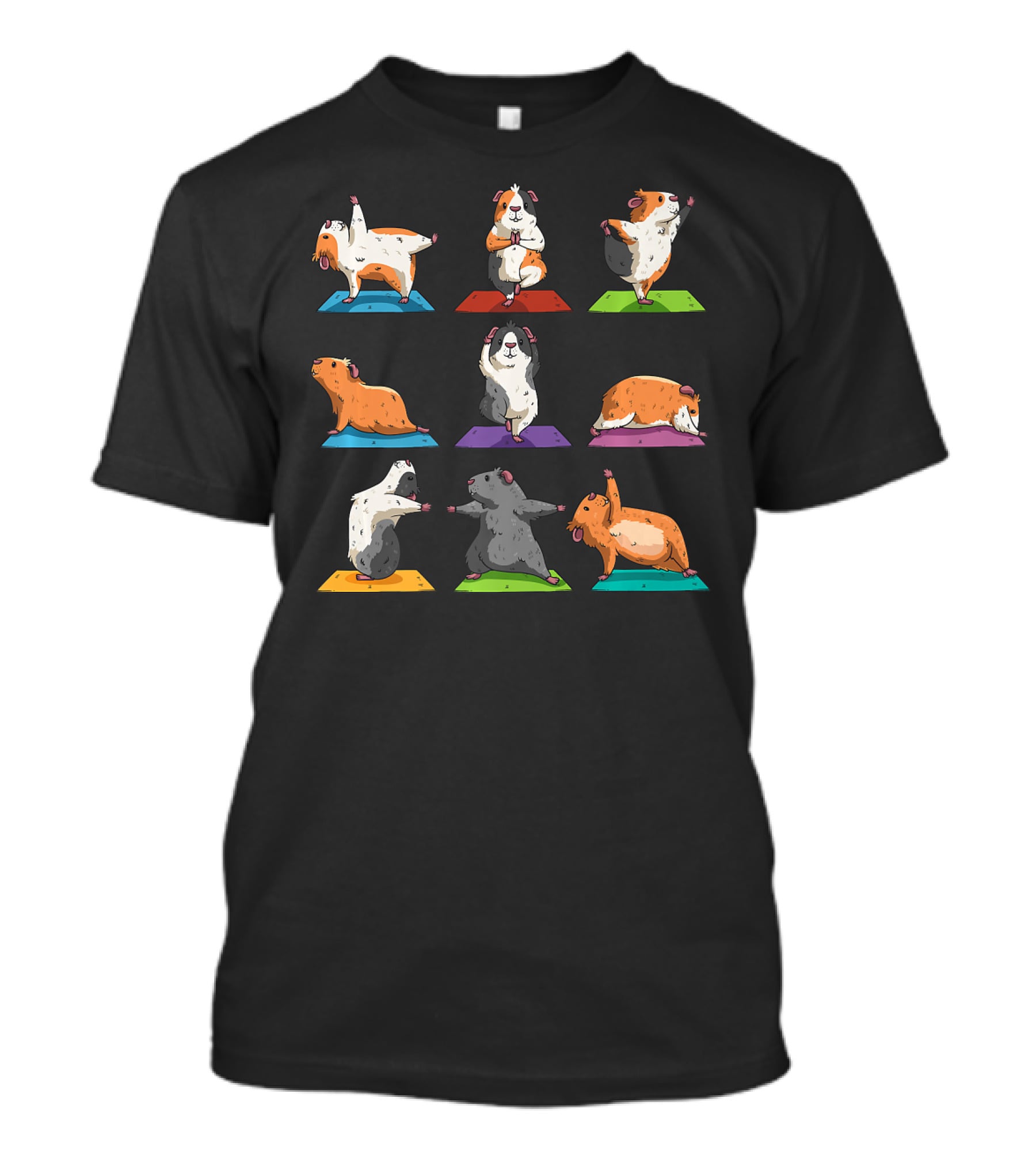 Guinea Pig Yoga Positions Workout Cute Animal Exercise Poses T-Shirt