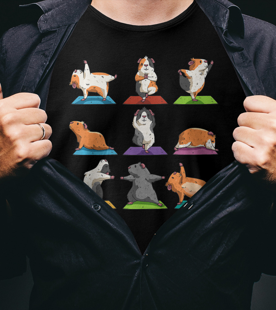 Guinea Pig Yoga Positions Workout Cute Animal Exercise Poses T-Shirt