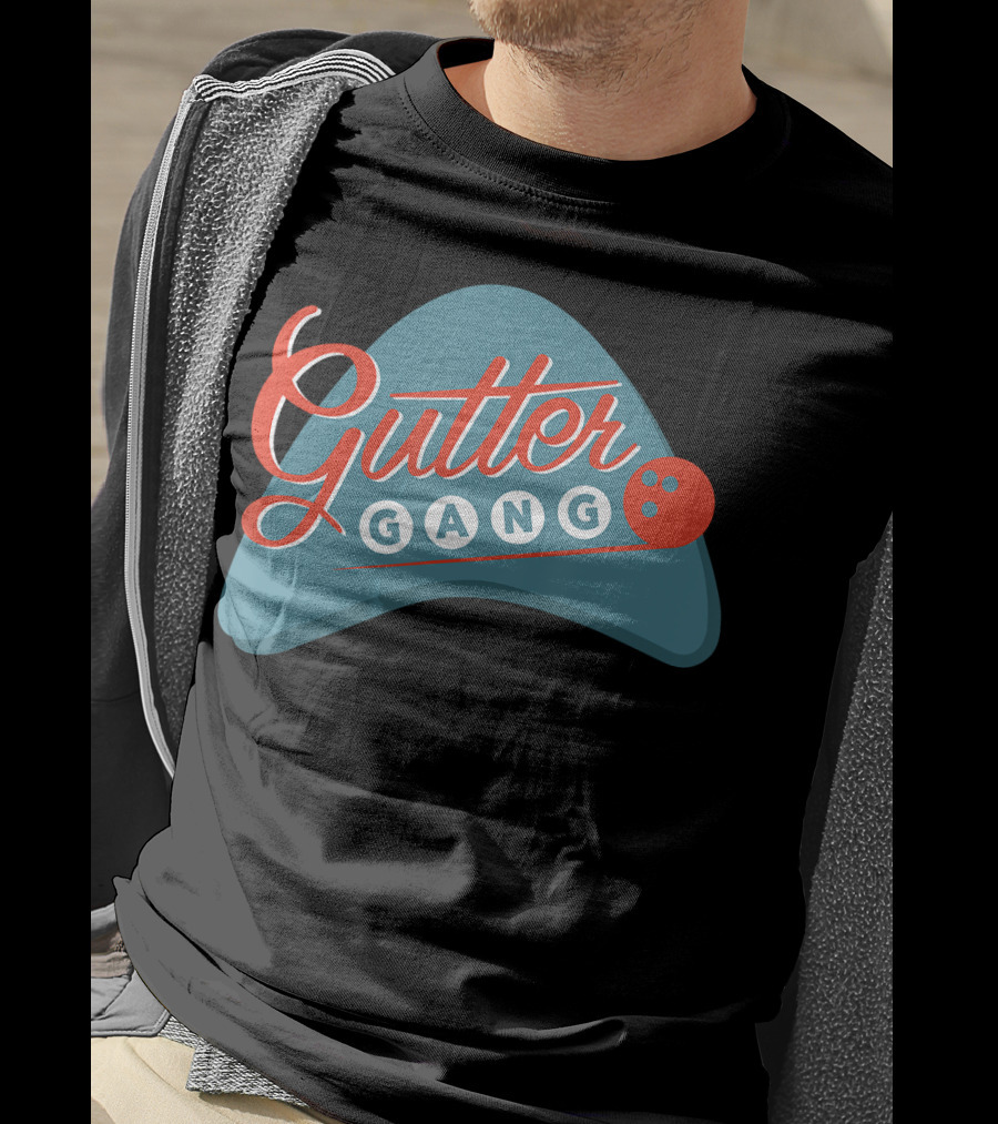 Gutter Gang Bowling League Team Retro Bowling Ball T-Shirt