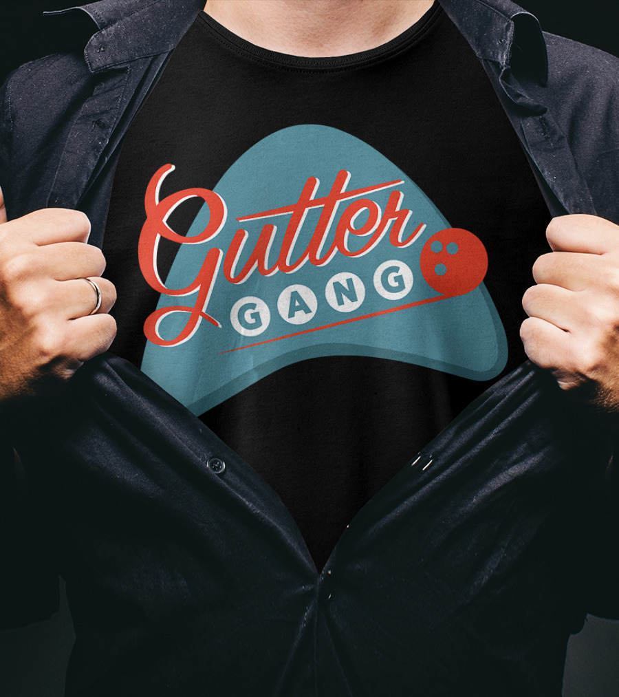 Gutter Gang Bowling League Team Retro Bowling Ball T-Shirt