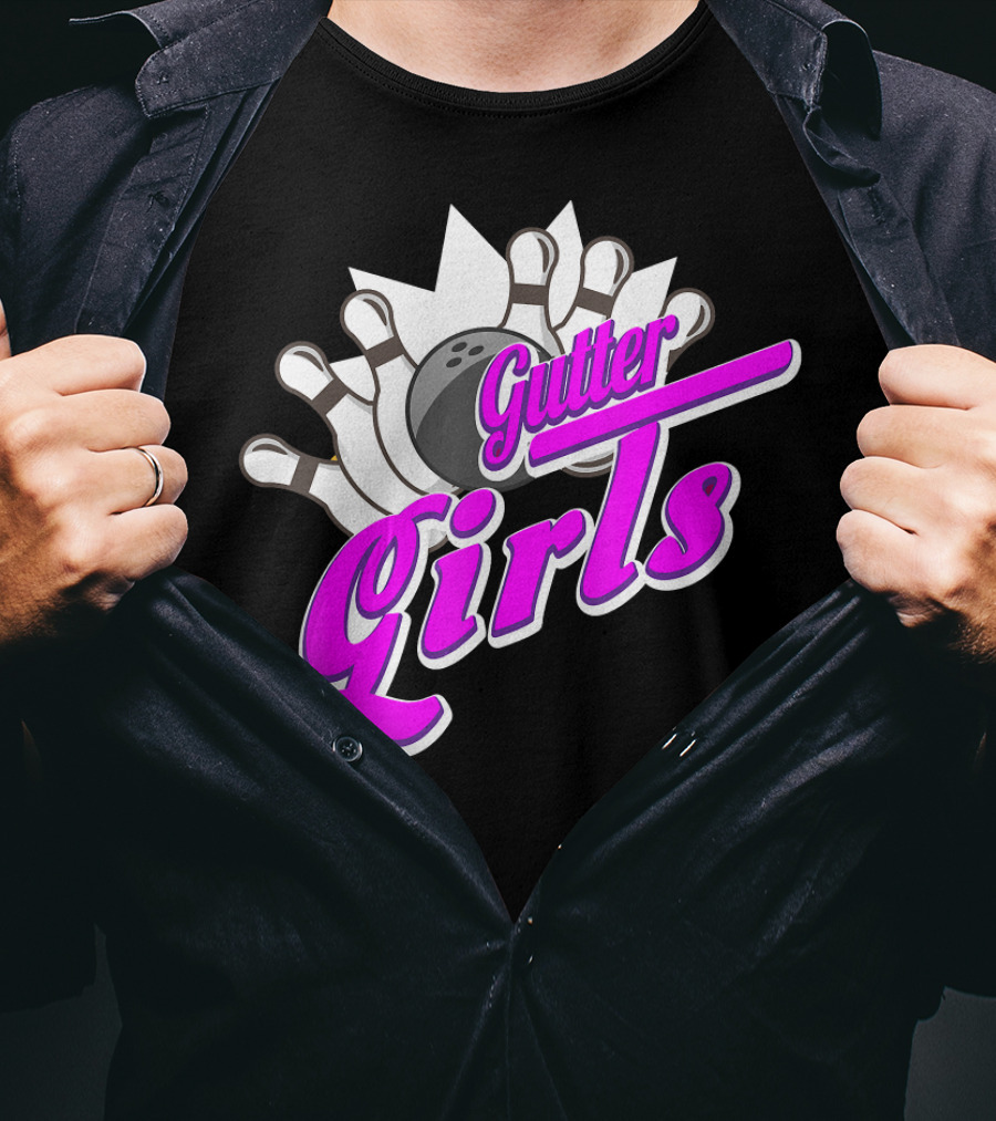 Gutter Girls Bowling Ball Pin Bowler Retro T-Shirt