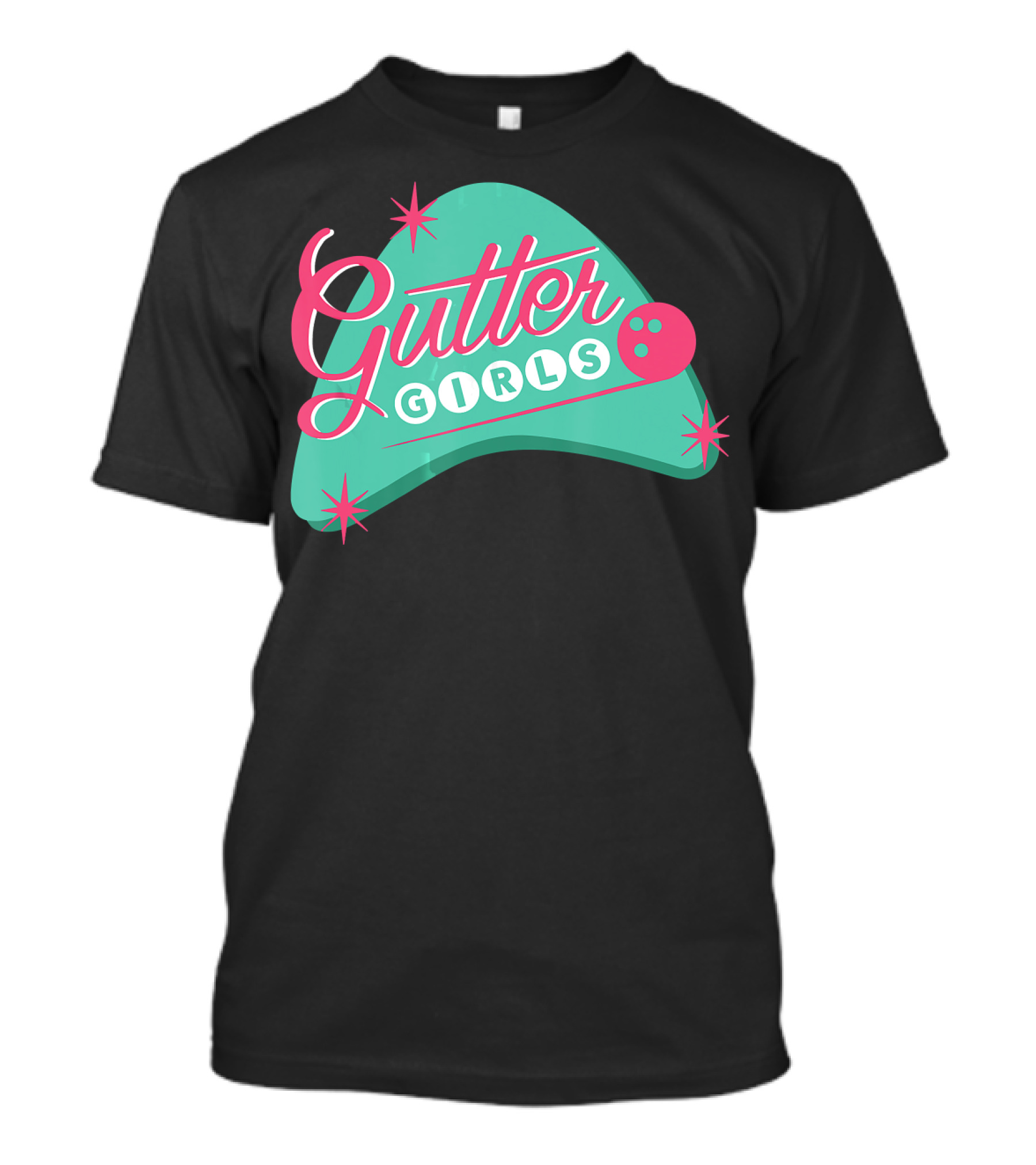 Gutter Girls Bowling Team Retro Logo Pastel T-Shirt