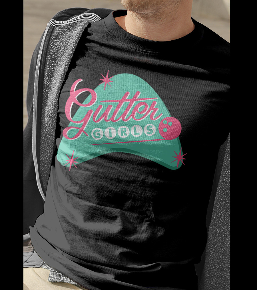 Gutter Girls Bowling Team Retro Logo Pastel T-Shirt