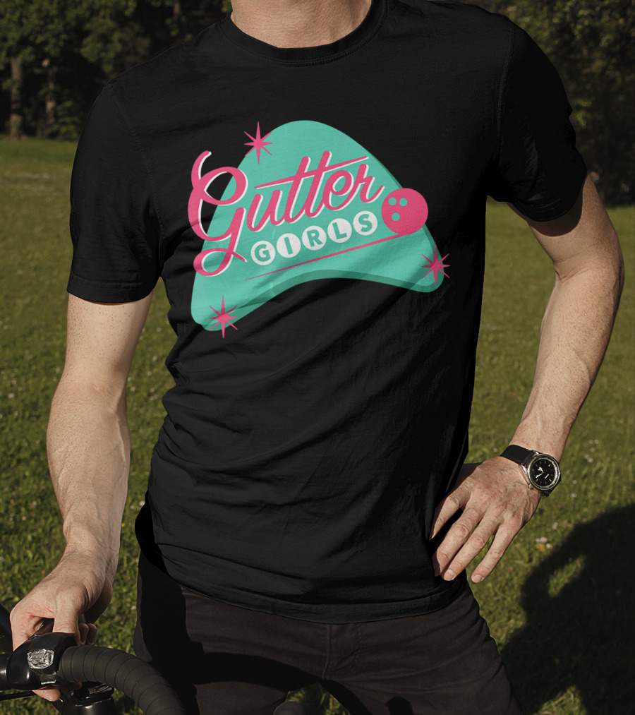 Gutter Girls Bowling Team Retro Logo Pastel T-Shirt