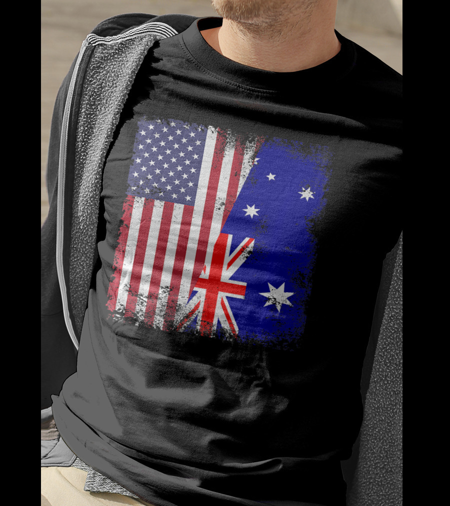 Vintage Half American Australian Flag Iconic T-Shirt
