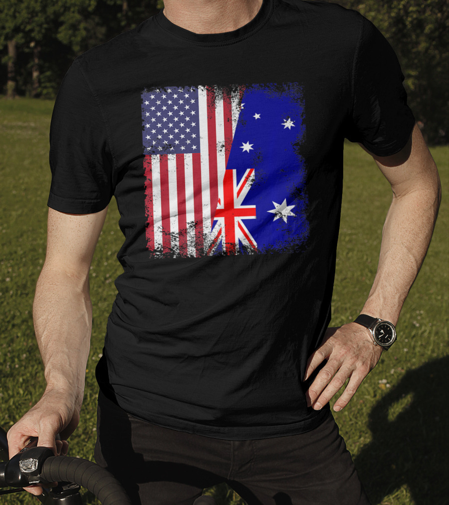 Vintage Half American Australian Flag Iconic T-Shirt