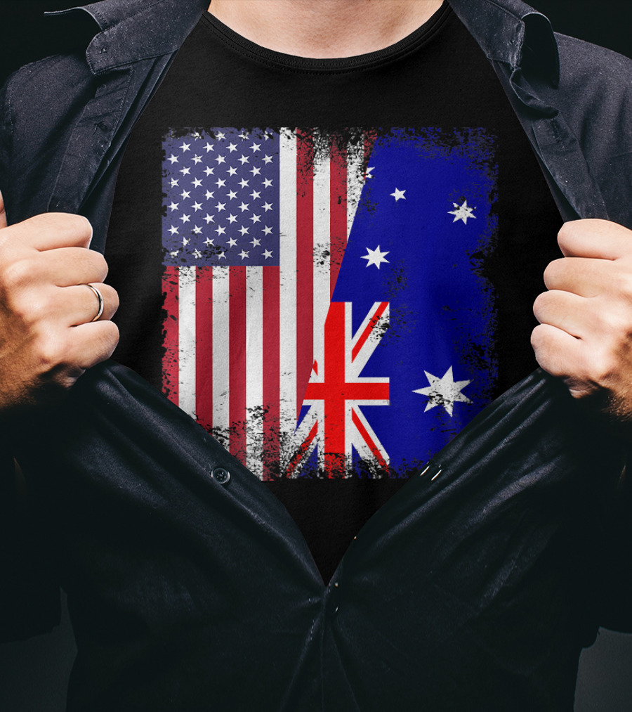 Vintage Half American Australian Flag Iconic T-Shirt