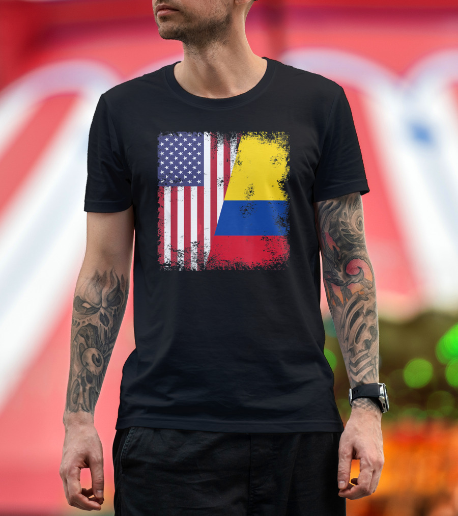Half Colombian Half American Flag T-Shirt