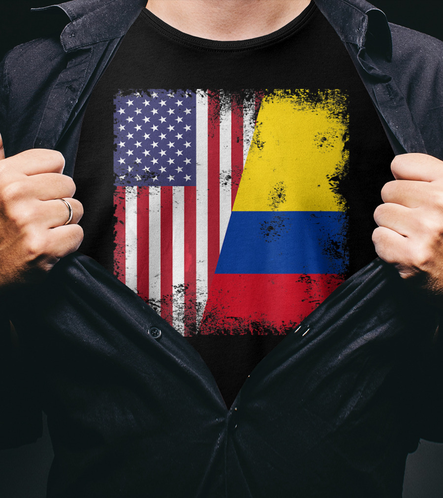 Half Colombian Half American Flag T-Shirt
