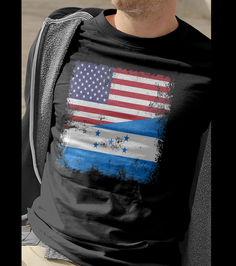 Half Honduran Half American Flag Vintage Hon T-Shirt