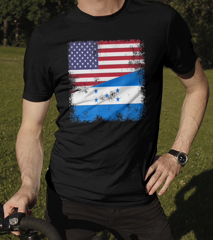 Half Honduran Half American Flag Vintage Hon T-Shirt