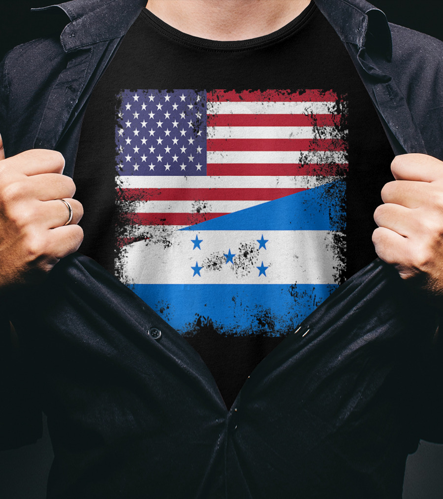 Half Honduran Half American Flag Vintage Hon T-Shirt