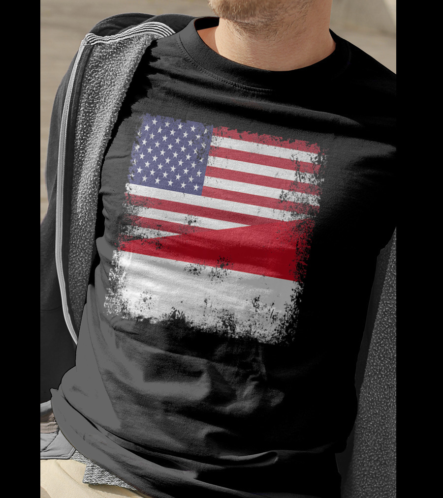 Half Indonesian Half American Flag Vintage Indo USA Fusion T-Shirt