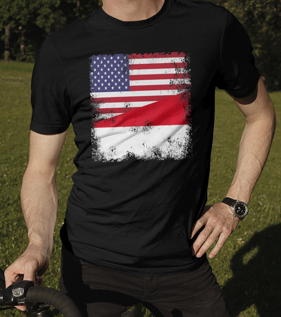 Half Indonesian Half American Flag Vintage Indo USA Fusion T-Shirt