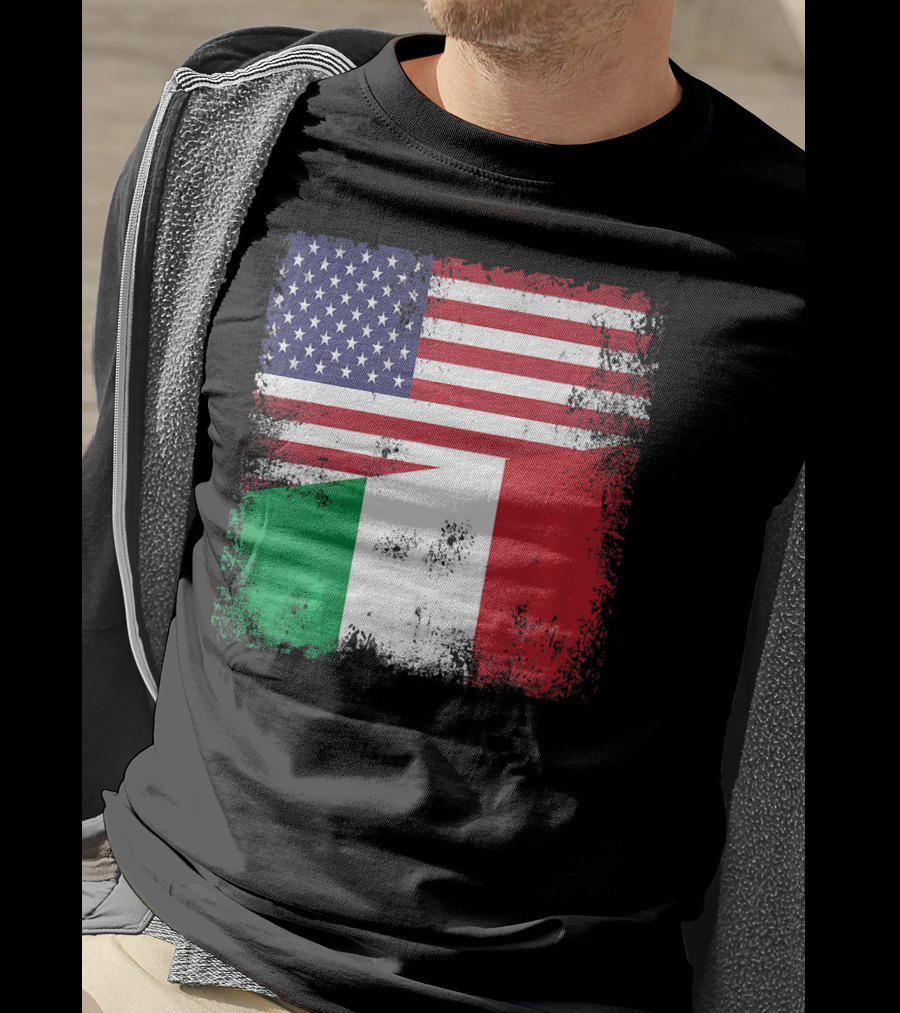 Half Italian Flag Vintage Italy U.S. American Grunge T-Shirt