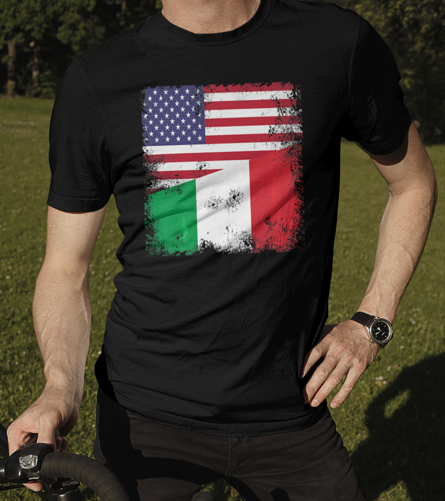 Half Italian Flag Vintage Italy U.S. American Grunge T-Shirt