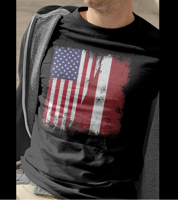 Half Latvian Half American Flag Vintage Latvia U T-Shirt