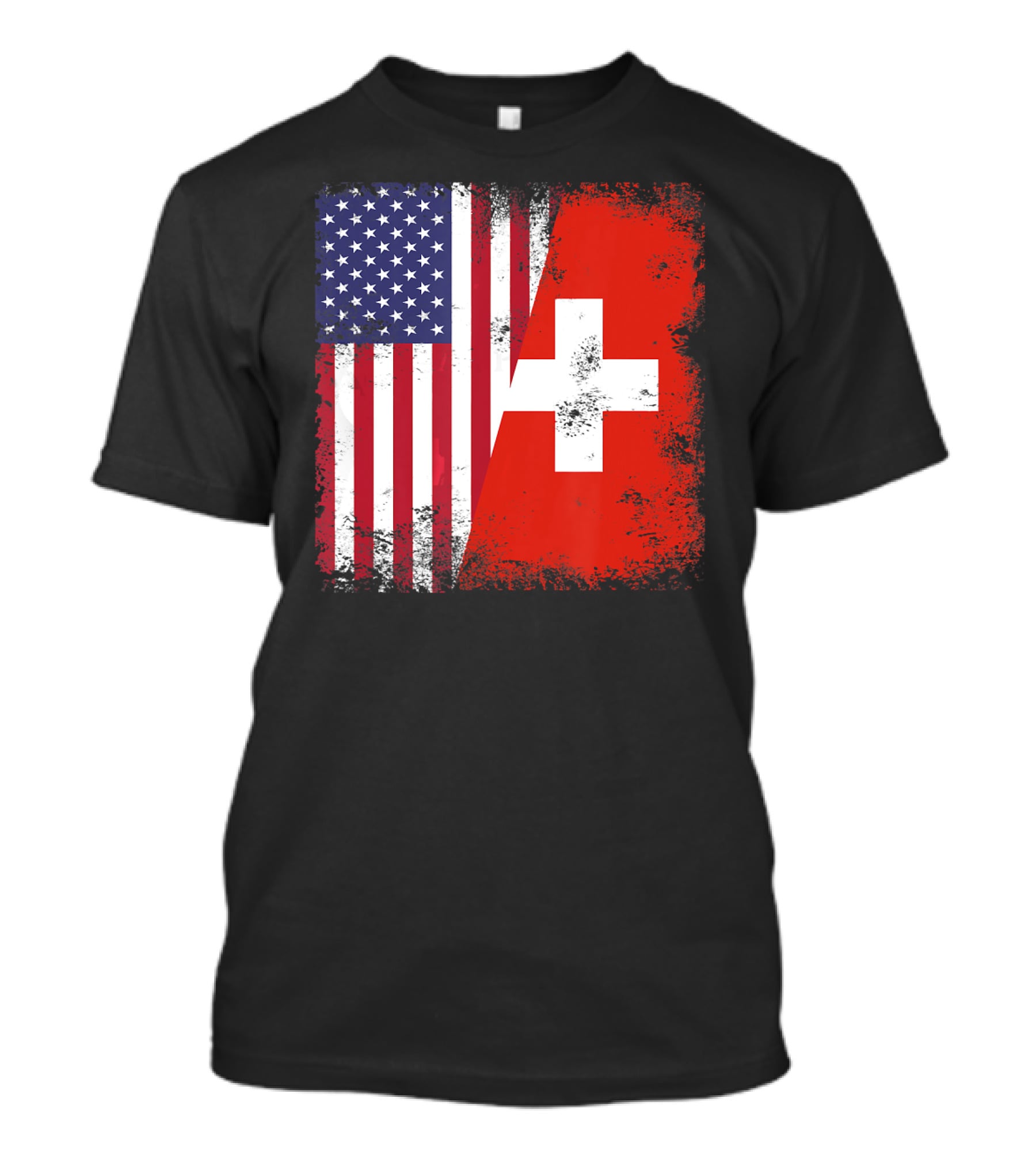 Half Swiss Flag Vintage American Swiss Flag T-Shirt
