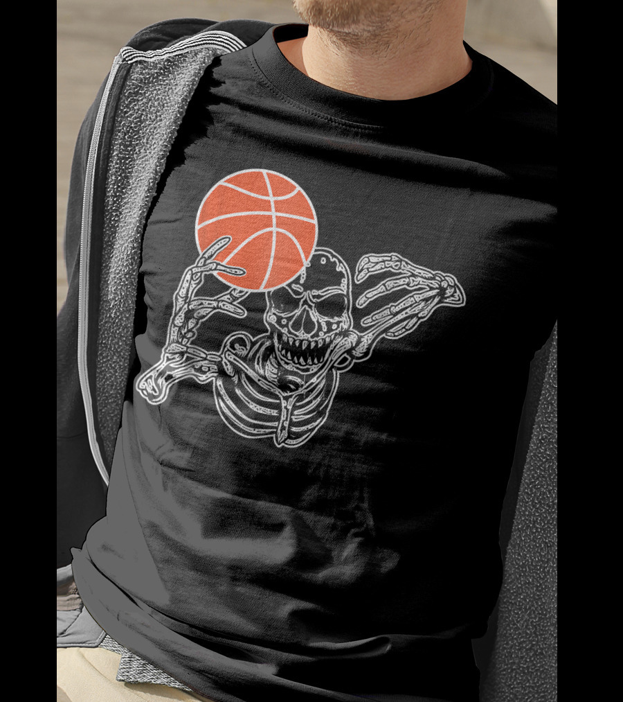 Halloween Skeleton Basketball Player Skul Dunking Spooky Slam T-Shirt