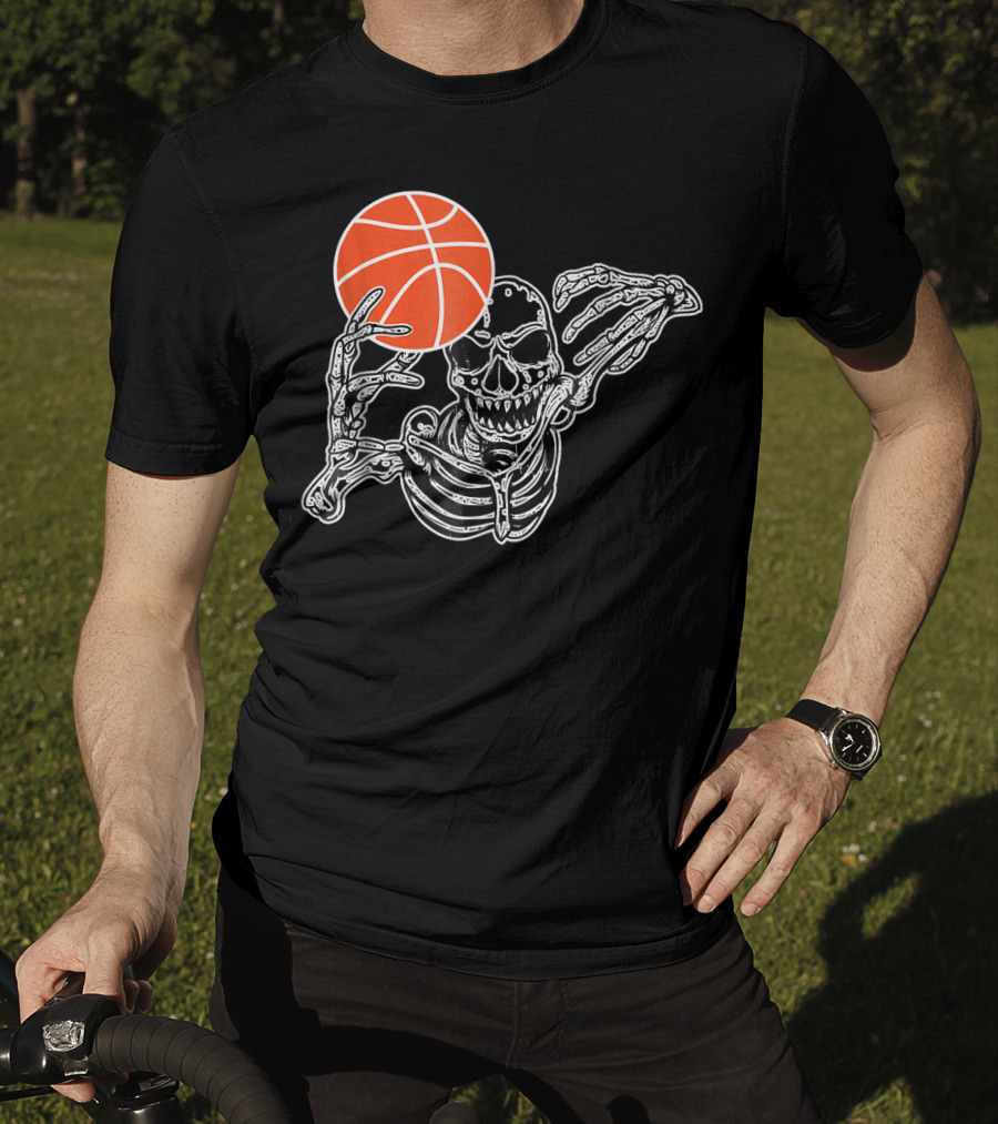Halloween Skeleton Basketball Player Skul Dunking Spooky Slam T-Shirt