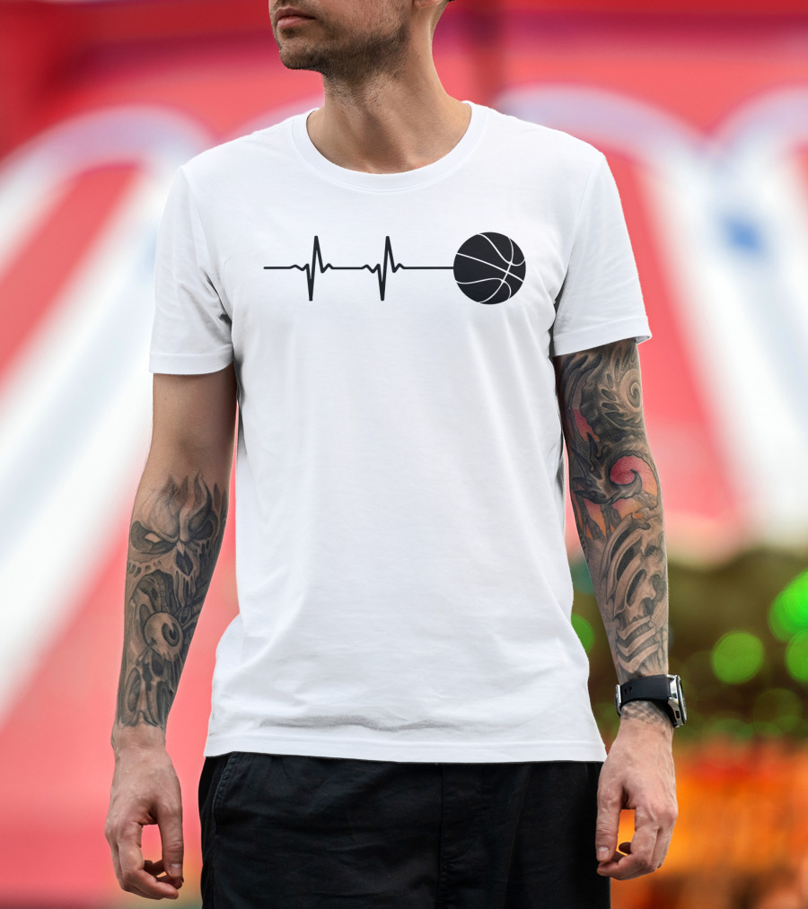 Heartbeat Basketball Player Pulse Path T-Shirt
