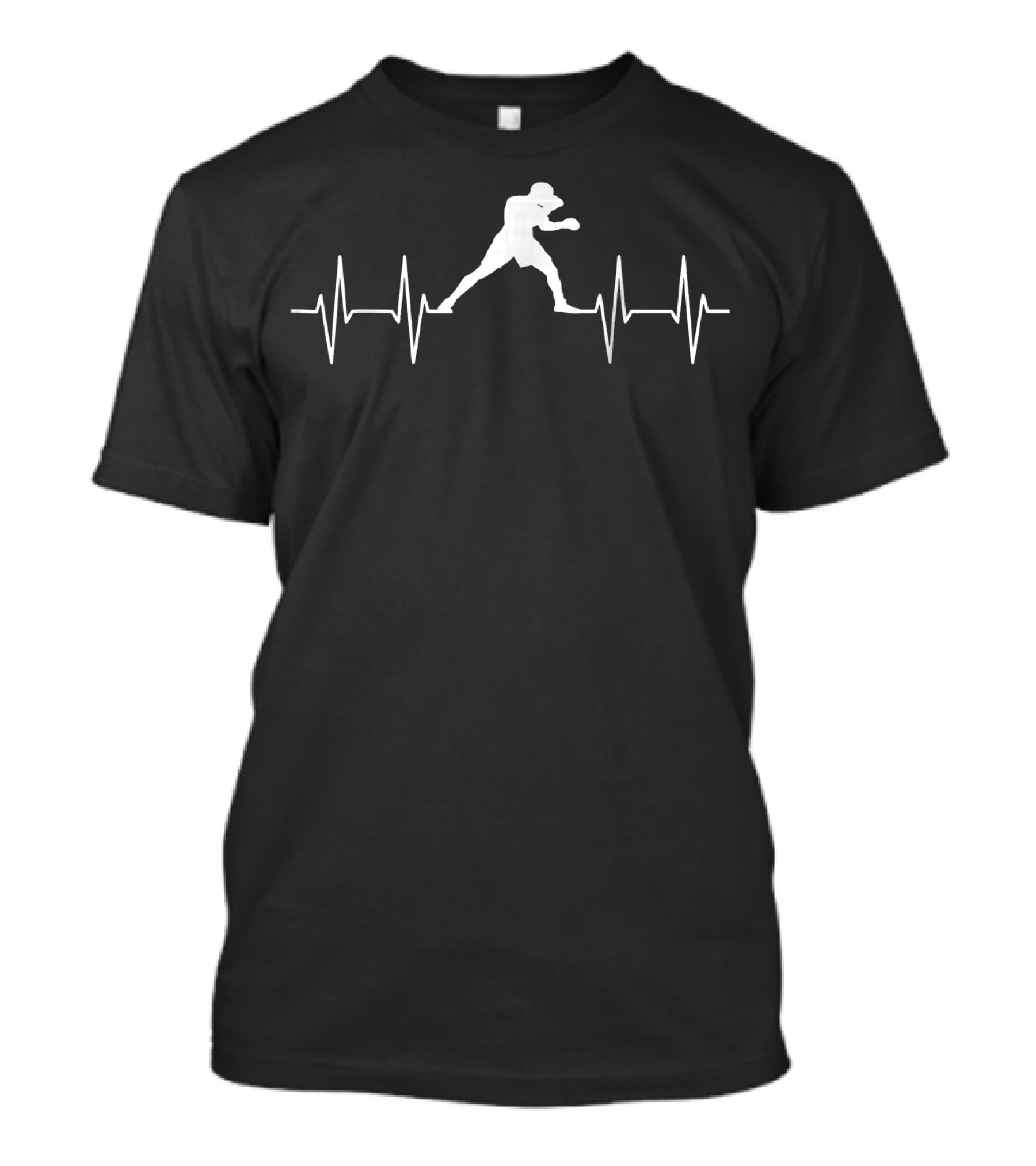 Heartbeat Boxer Silhouette Punching Line T-Shirt