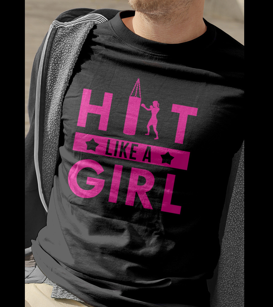 Hit Like A Girl Boxing Punching Bag Boxer T-Shirt