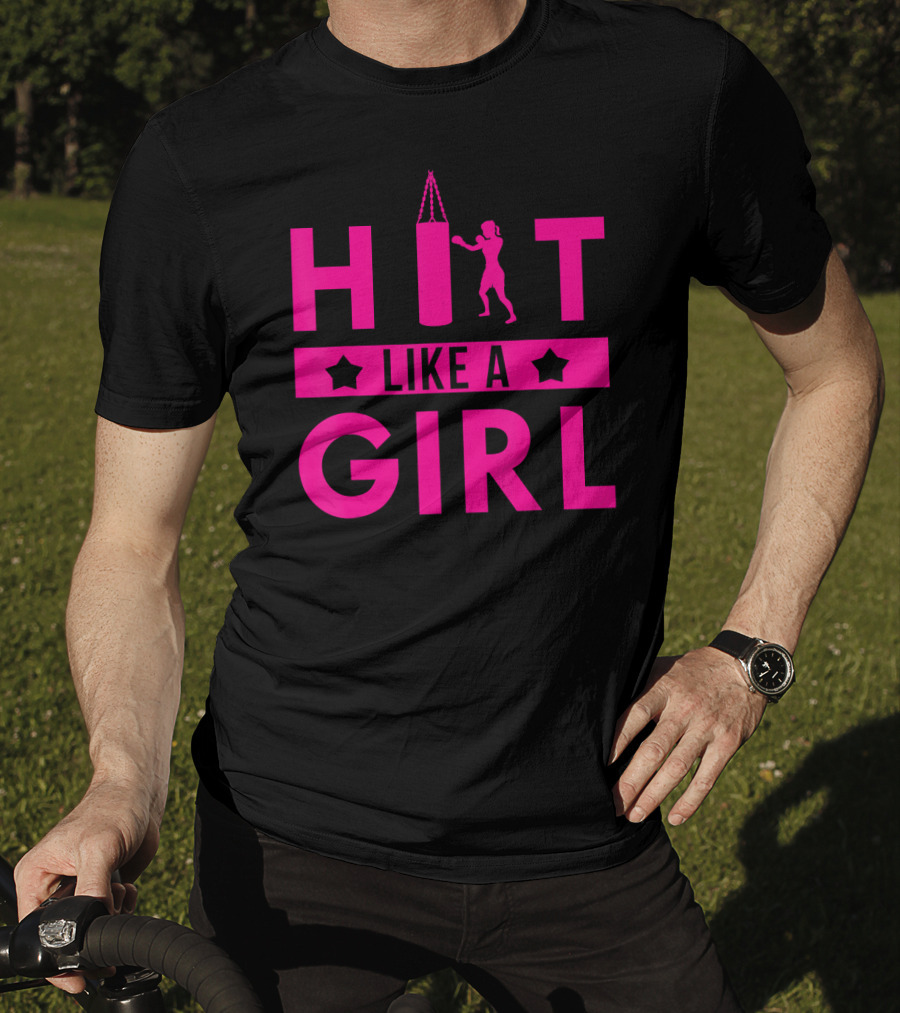 Hit Like A Girl Boxing Punching Bag Boxer T-Shirt