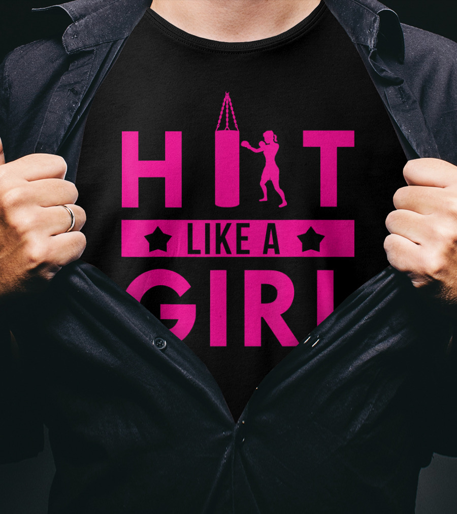 Hit Like A Girl Boxing Punching Bag Boxer T-Shirt