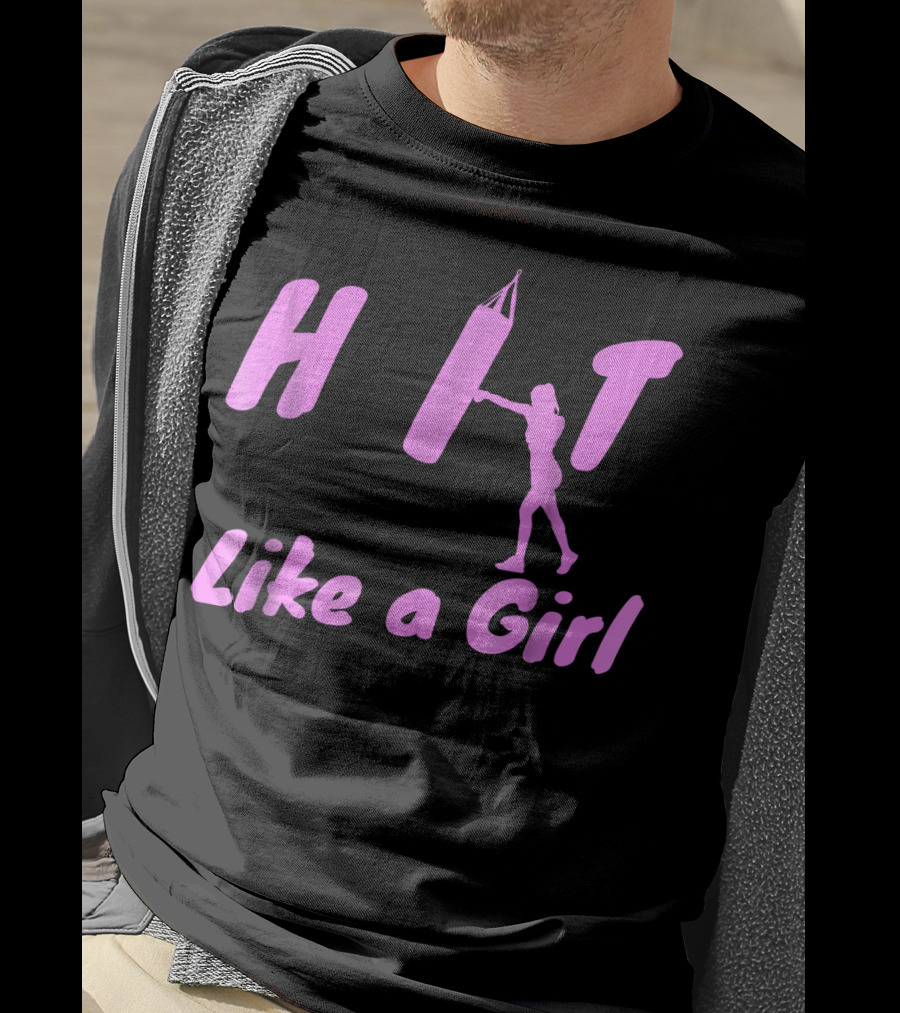 Hit Like A Girl Boxing Kickboxing Empowerment Women's Fitness T-Shirt