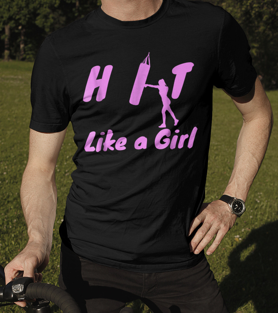 Hit Like A Girl Boxing Kickboxing Empowerment Women's Fitness T-Shirt
