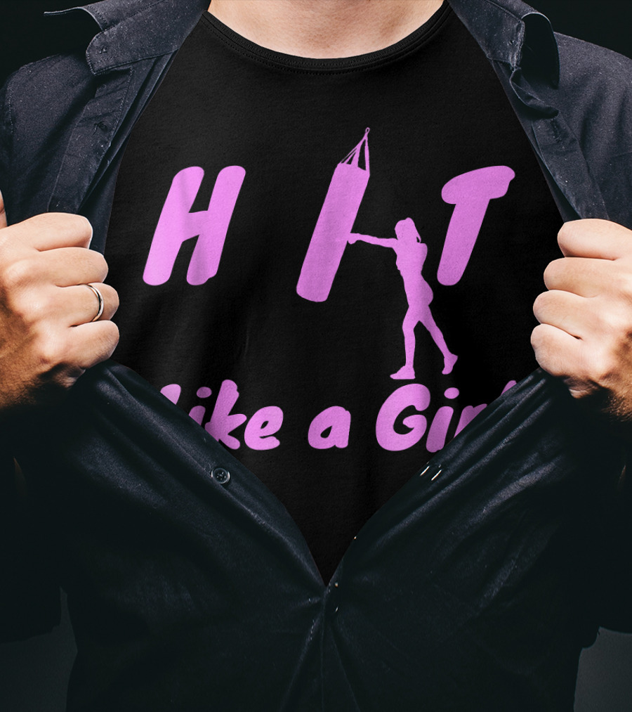 Hit Like A Girl Boxing Kickboxing Empowerment Women's Fitness T-Shirt