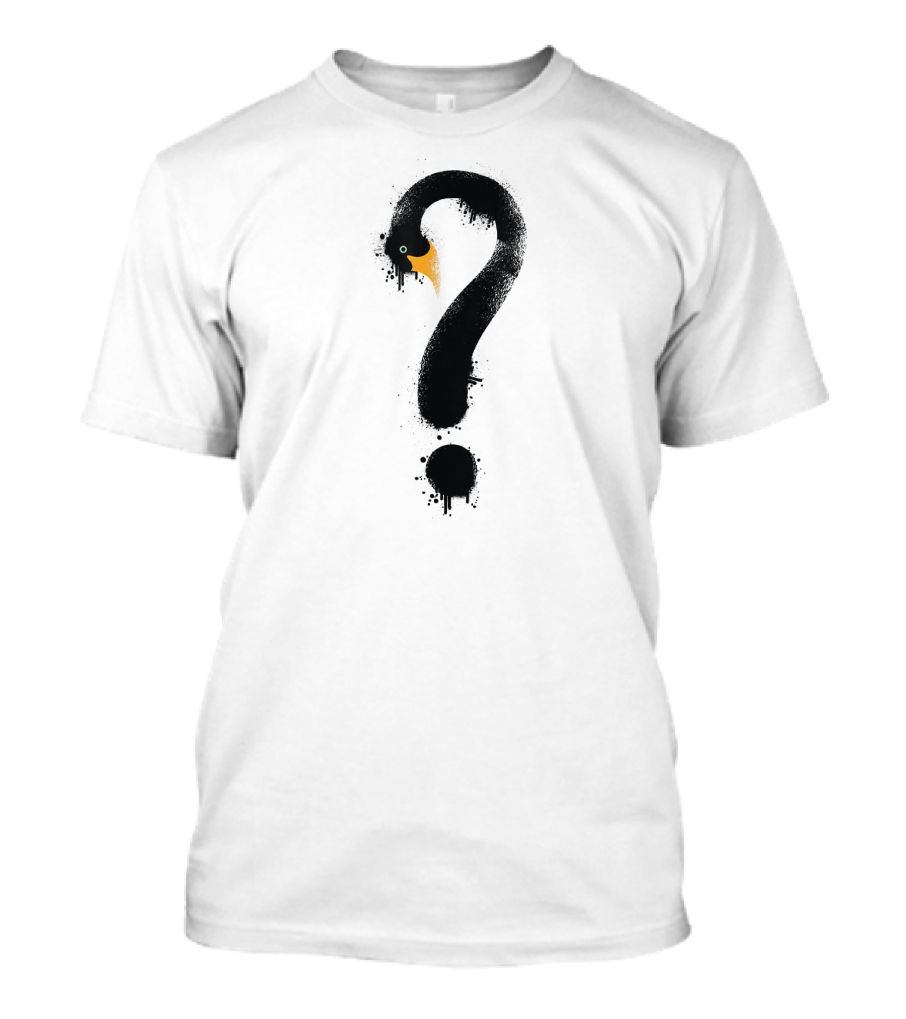 Black Bird Penguin Question Mark Swan Homur T-Shirt