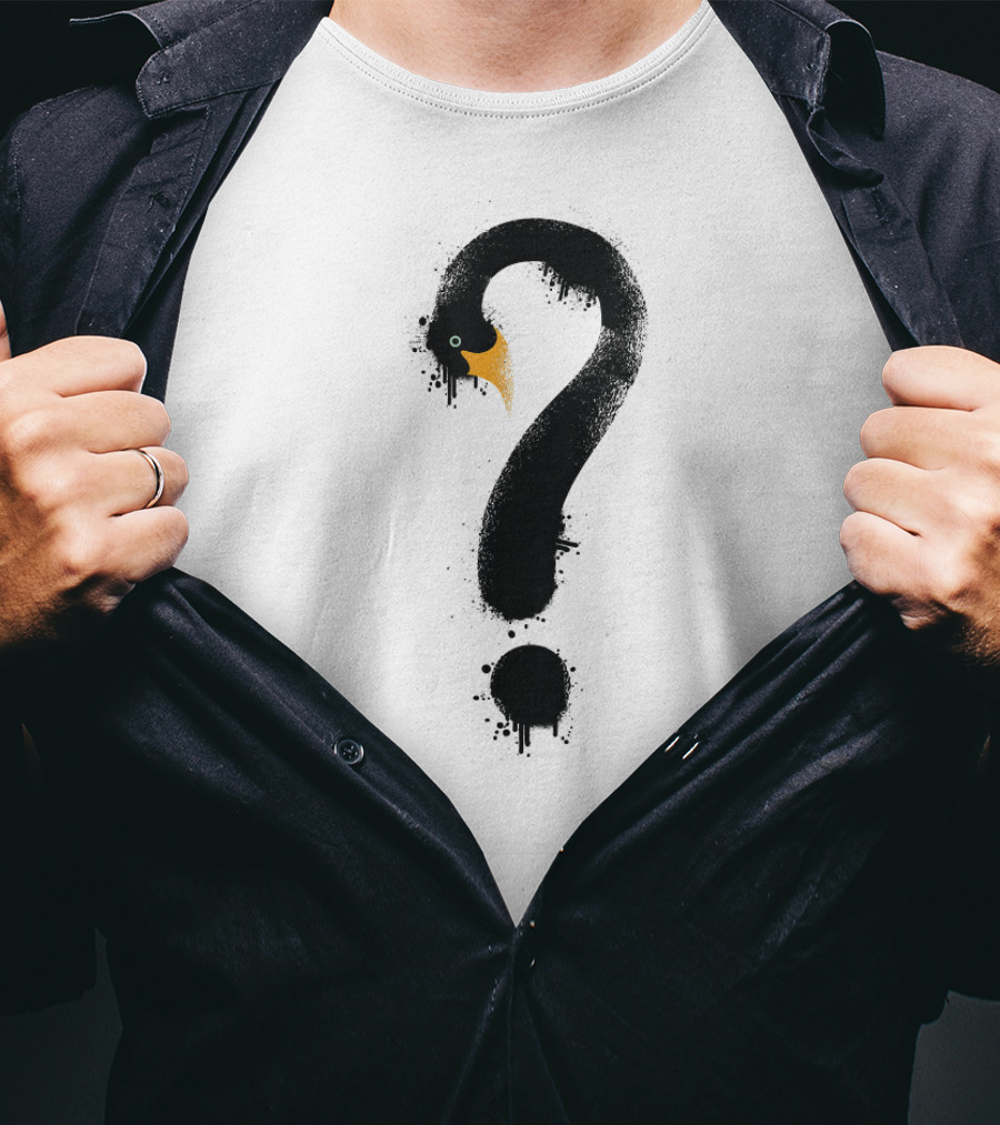 Black Bird Penguin Question Mark Swan Homur T-Shirt