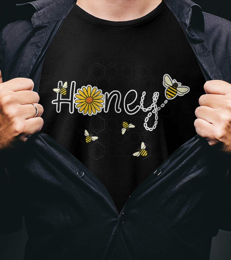 Honey Flower Honeybees Honeycomb Beekeeper T-Shirt