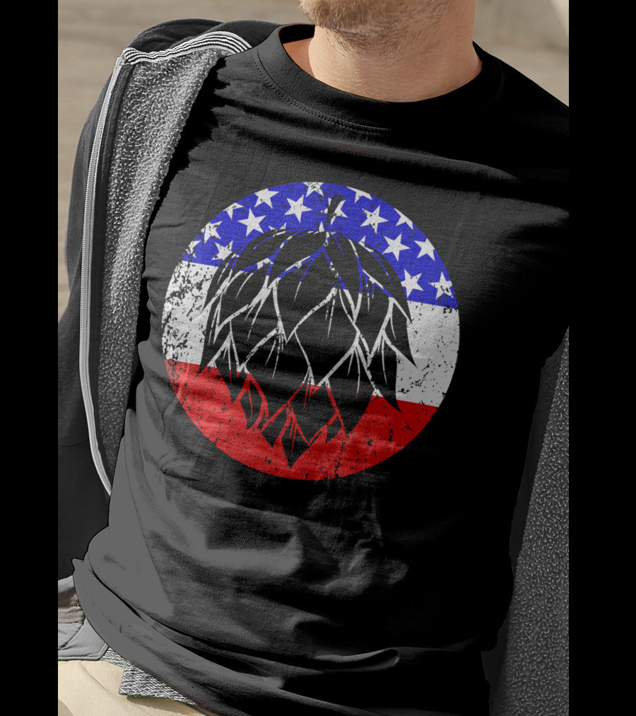 Hops Style Craft Beer American Flag Circle T-Shirt