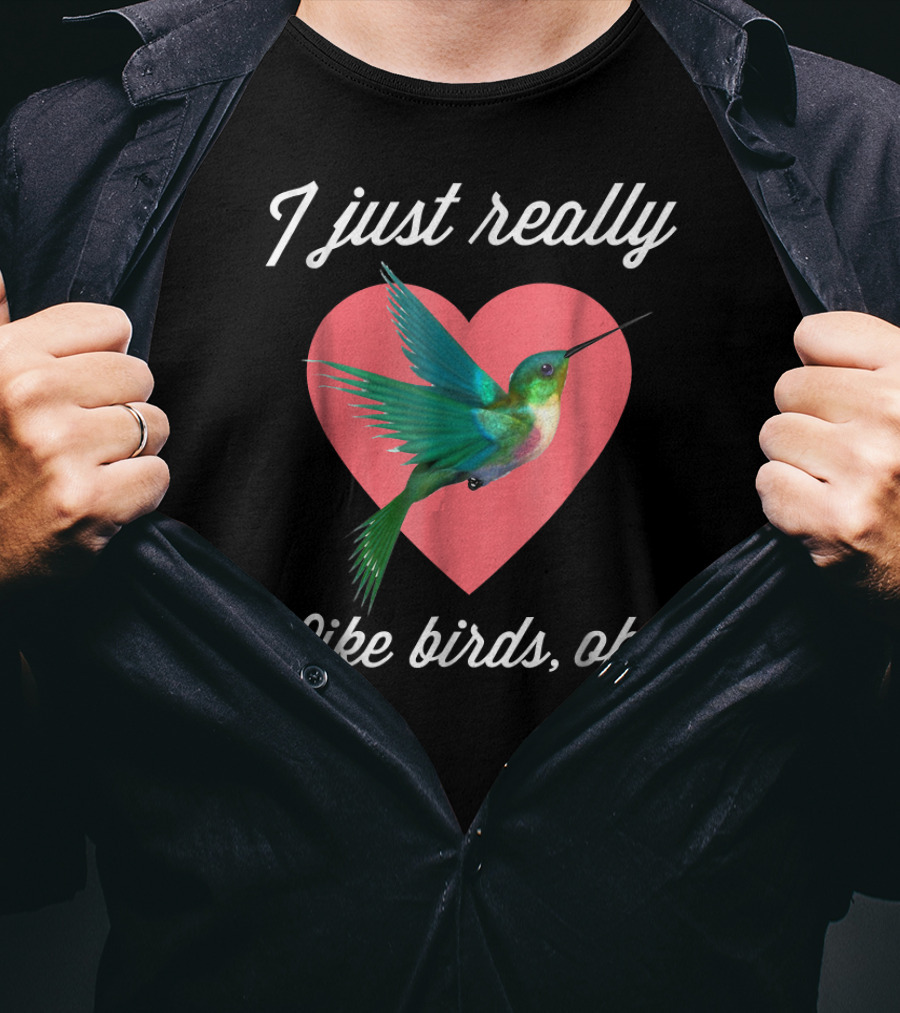 I Just Really Like Birds Ok Hummingbird Heart T-Shirt