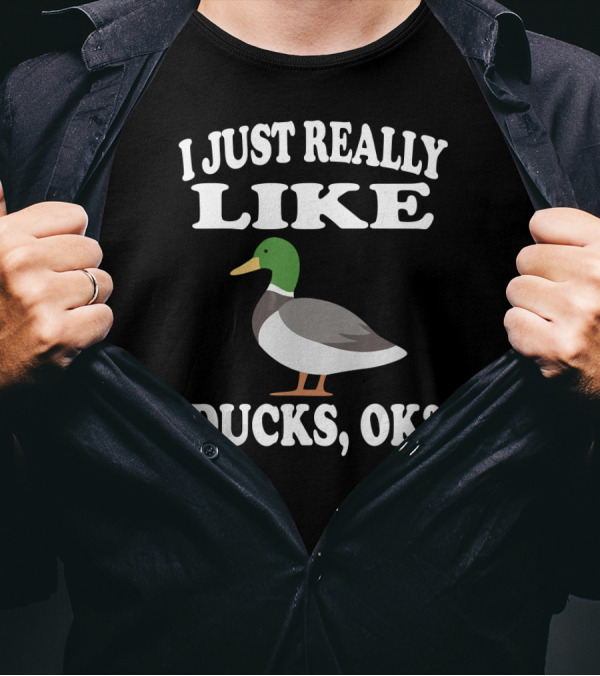 I Just Really Like Ducks Ok Funny Anima Image Mallard Duck T-Shirt