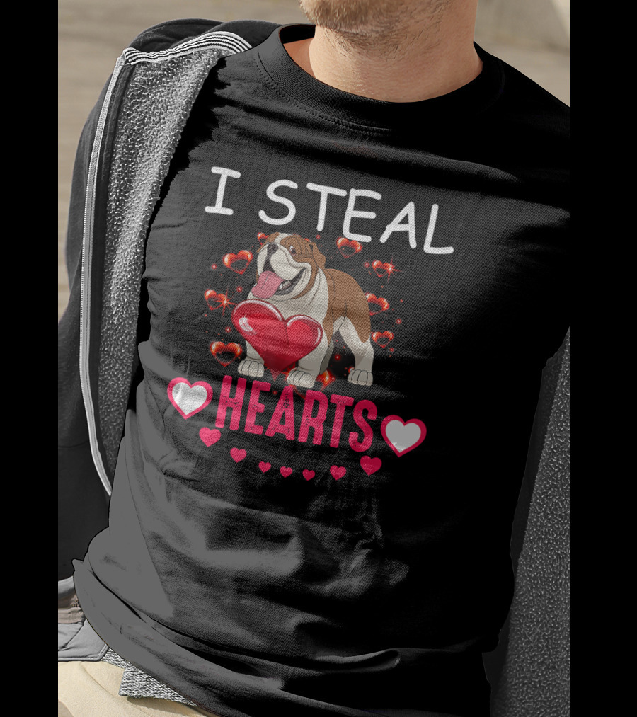 I Steal Hearts Bulldog Hearts T-Shirt
