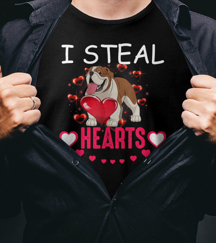 I Steal Hearts Bulldog Hearts T-Shirt