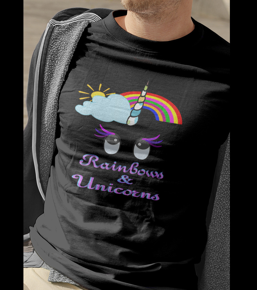 Rainbows And Unicorns Clouds And Sun Dreamy Eyes T-Shirt