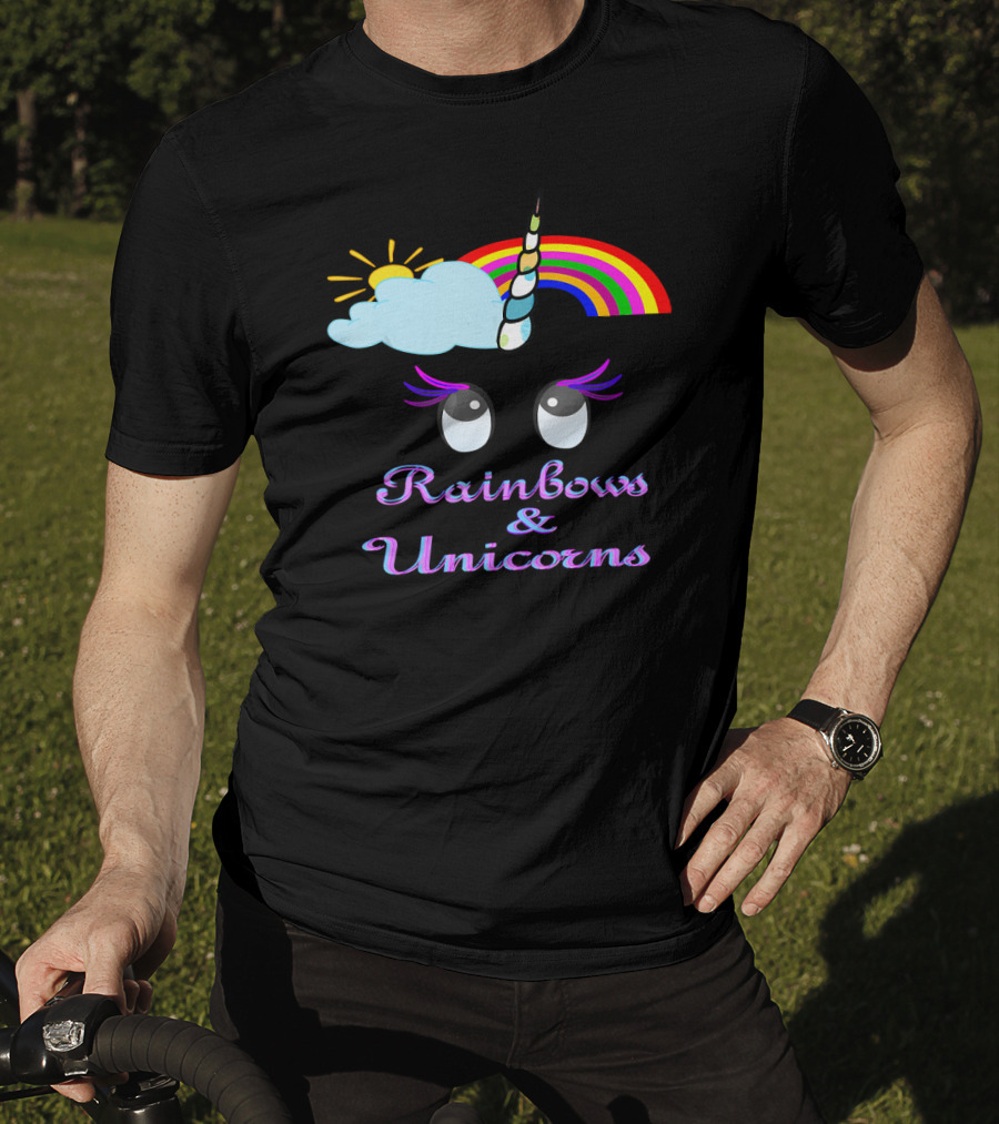 Rainbows And Unicorns Clouds And Sun Dreamy Eyes T-Shirt