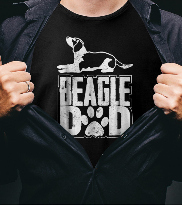 I'm A Beagle Dad Funny Dog Beagle Dad Paw Prints T-Shirt