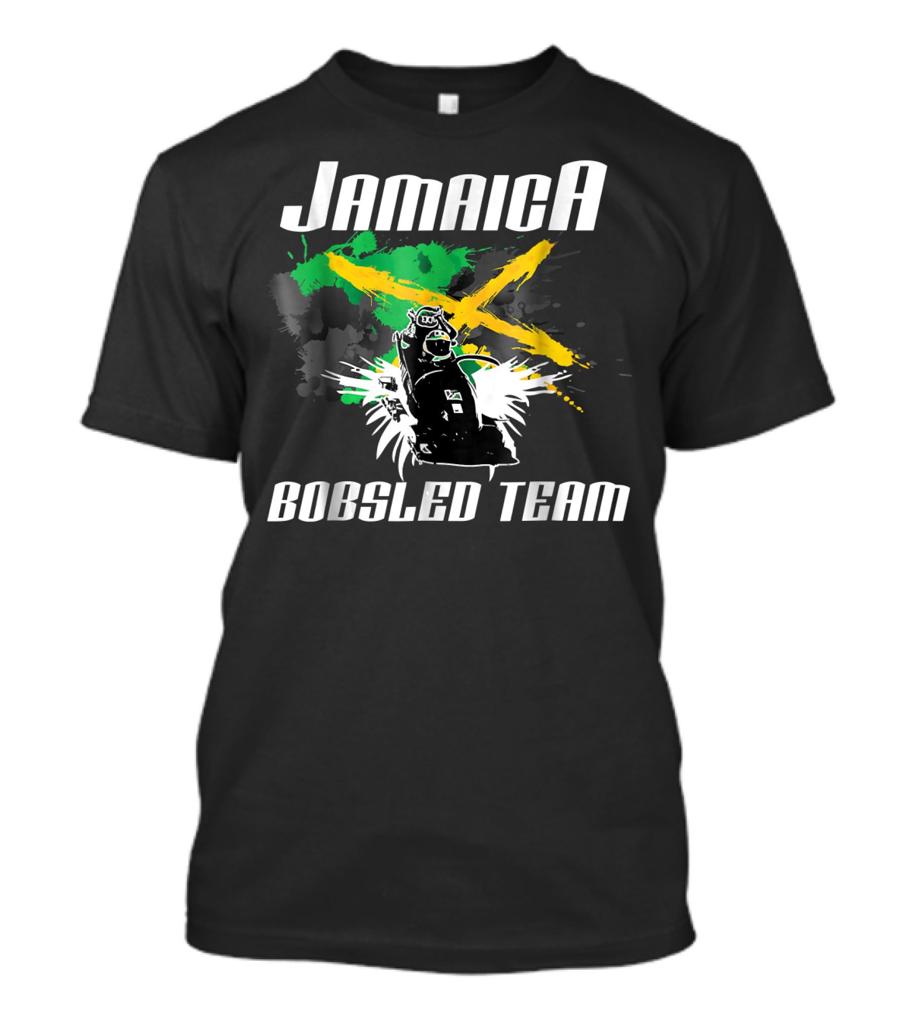Jamaica Bobsled Team With Jamaican Flag Elements T-Shirt