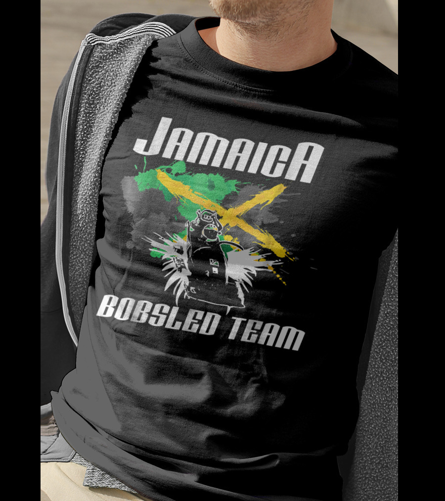 Jamaica Bobsled Team With Jamaican Flag Elements T-Shirt