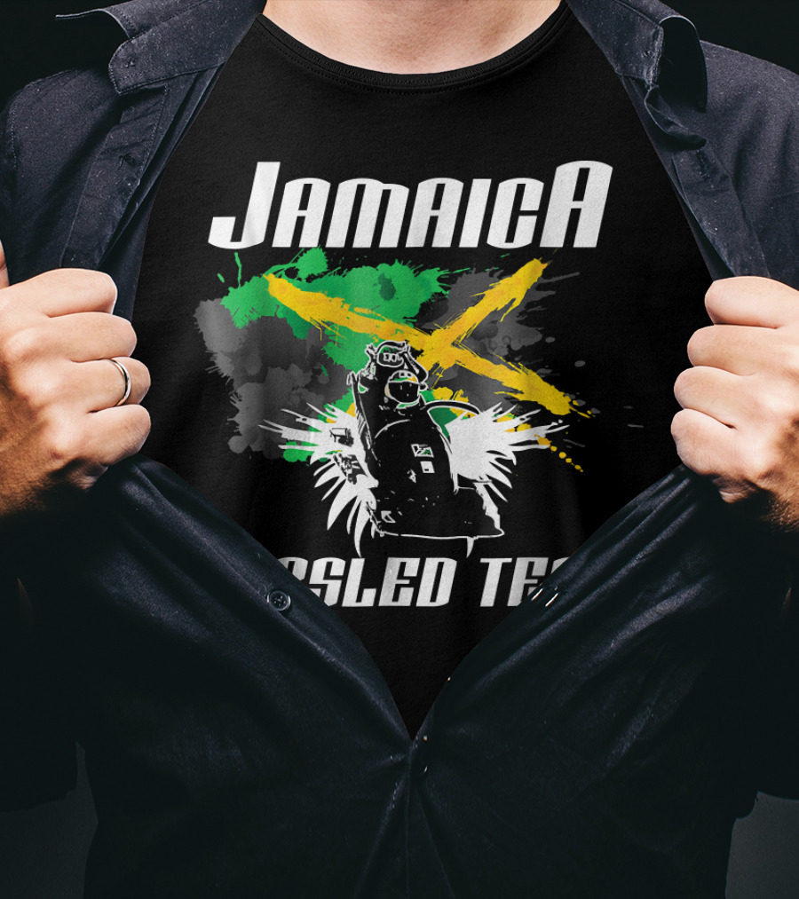 Jamaica Bobsled Team With Jamaican Flag Elements T-Shirt