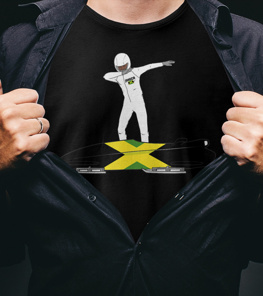 Jamaica Dabbing Bobsledding Bobsled Team Jamaica Flag T-Shirt